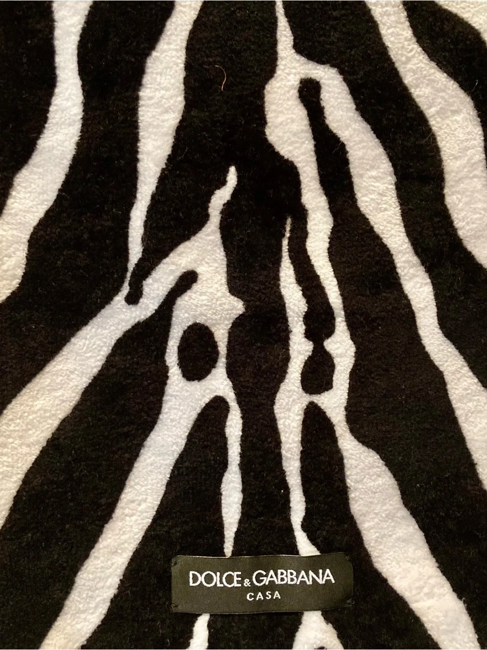 NWT Dolce and Gabanna Casa zebra print 100% cotton Terry guest towel